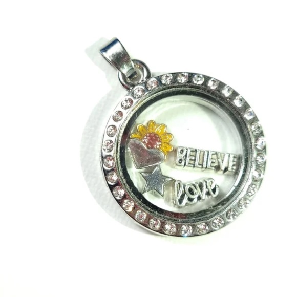 Floating Charm Locket with Rhinestone Rim - Picture 5 of 7